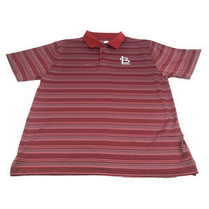 MLB St. Louis Cardinals Men's Polo Shirt Short Sleeve Medium Striped 74243 Red